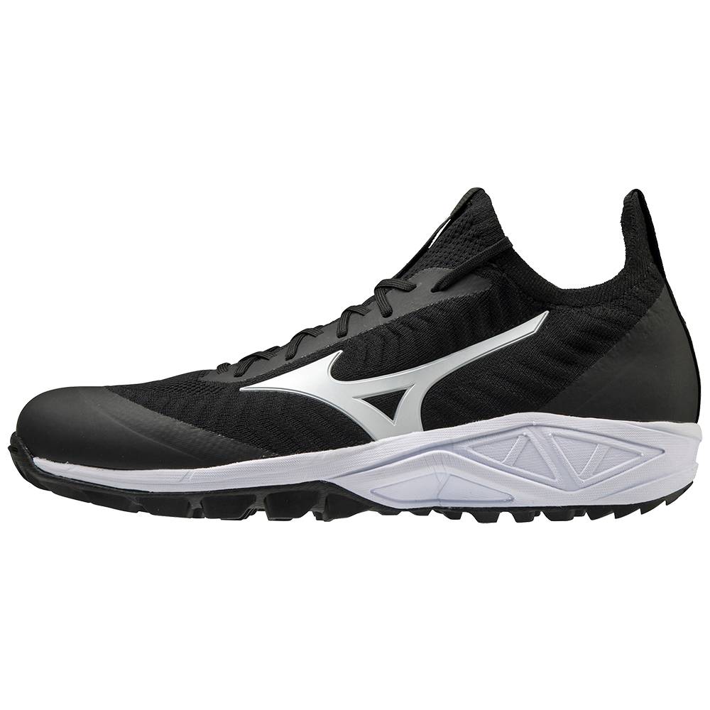 Mens Mizuno Dominant AS Knit All Surface Low Turf Baseball Shoes Black/White Philippines (PGDRBO047)